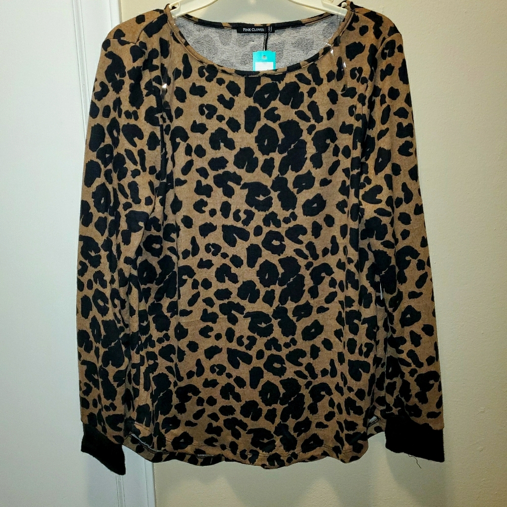 Leopard print knit top